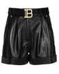 Belted Leather Shorts Black S 
