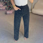 Shiny Rhinestone Wide Leg Jeans black S