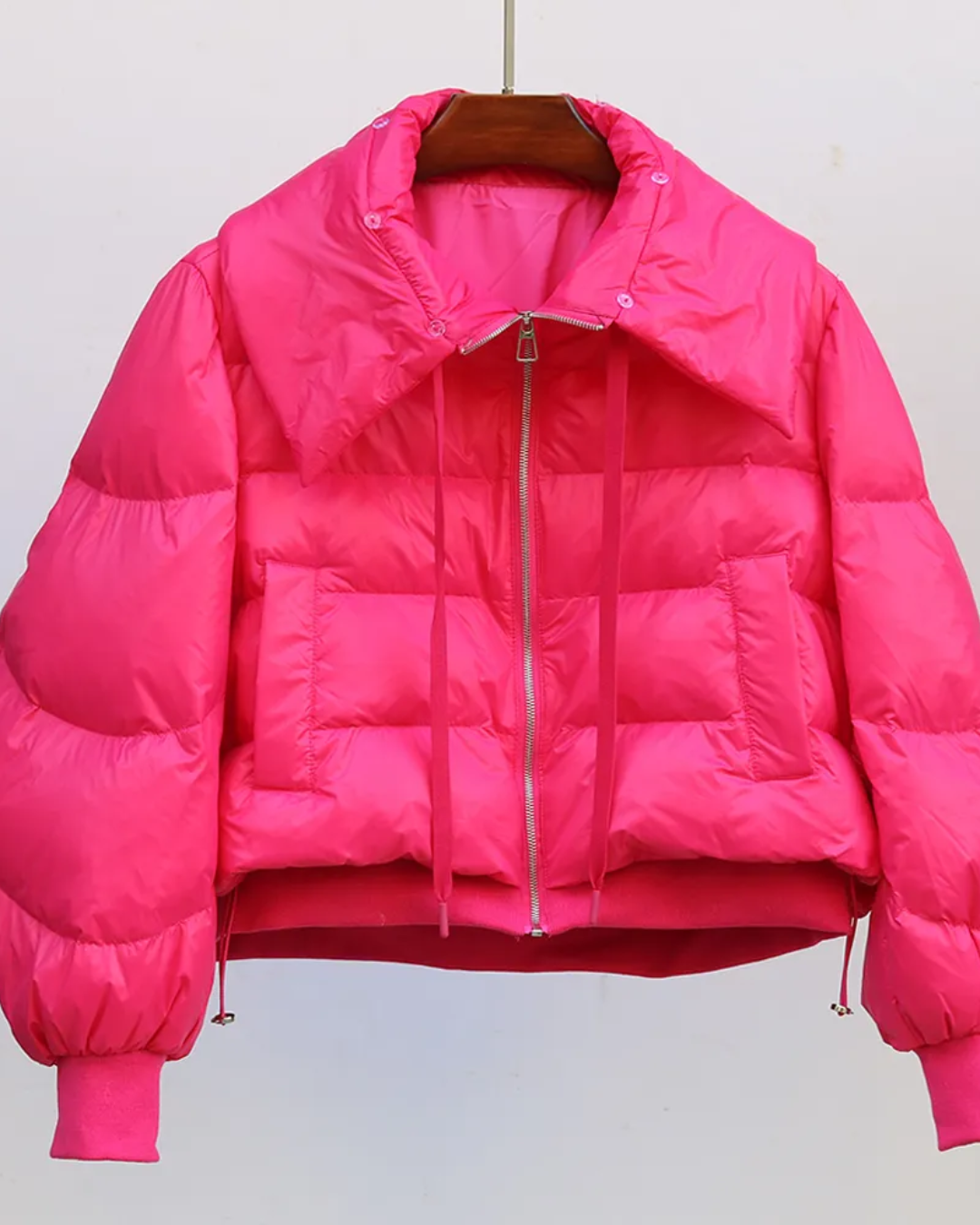 Faux Fur Collar Short Jacket Pink 2 S 