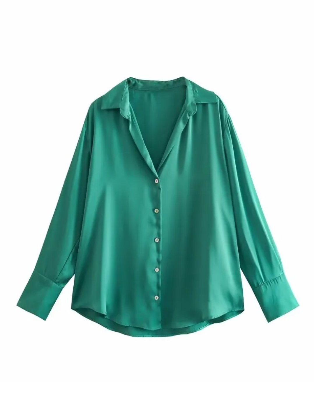 Satin Long Sleeve Button Up Shirt GR-243 XS 