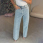 Shiny Rhinestone Wide Leg Jeans Light blue S