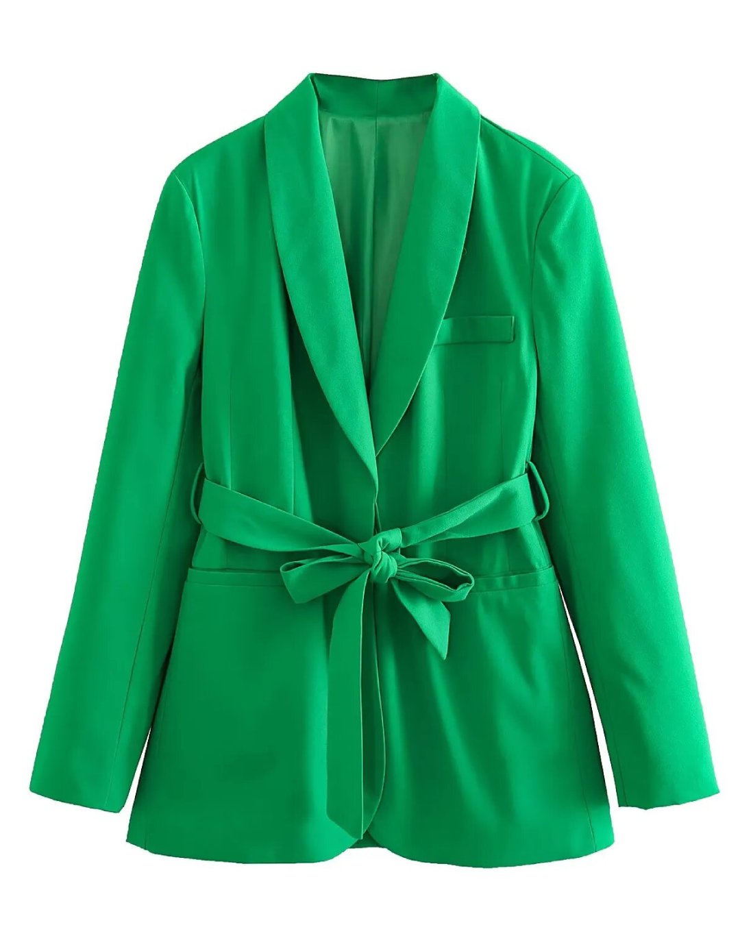 Belted Blazer Top & Pants Set Green Blazer XS 