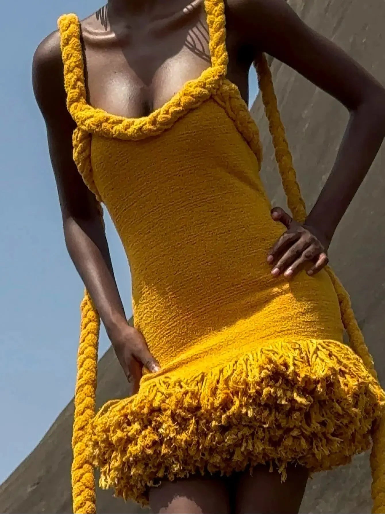 Halter Tassel Mini Knit Dress