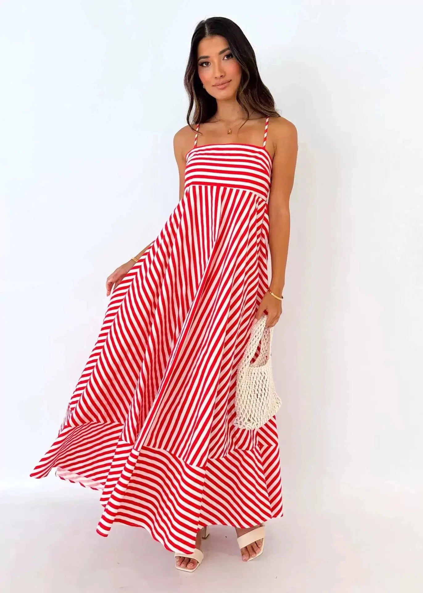 Sexy Off-Shoulder Backless Print Gown M Red