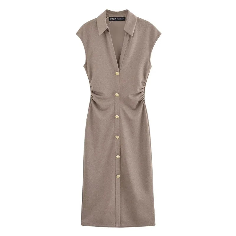 Fitted Button-Front Dress