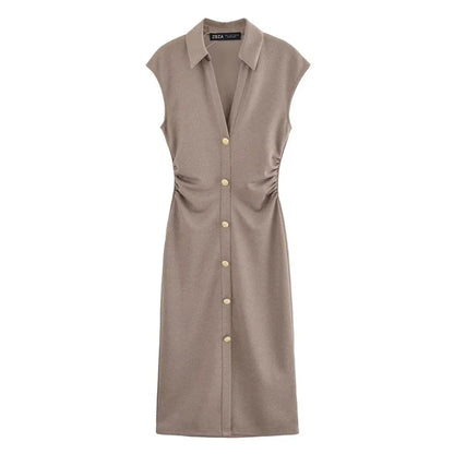 Fitted Button-Front Dress