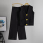 Golden Button Two Piece Set black One Size