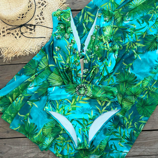 Sexy Printed Brazilian Bikini Set with Skirt
