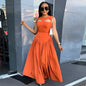 Sleeveless Hollow-Out Pullover Dress orange red XXL