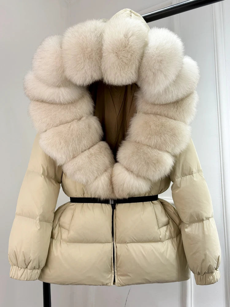 Winter Puffer Jacket Women Real Fox Fur Hooded Thick Warm real fox fur 9 S