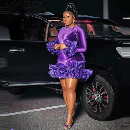Purple Glam Cocktail Mini Dress PURPLE 10