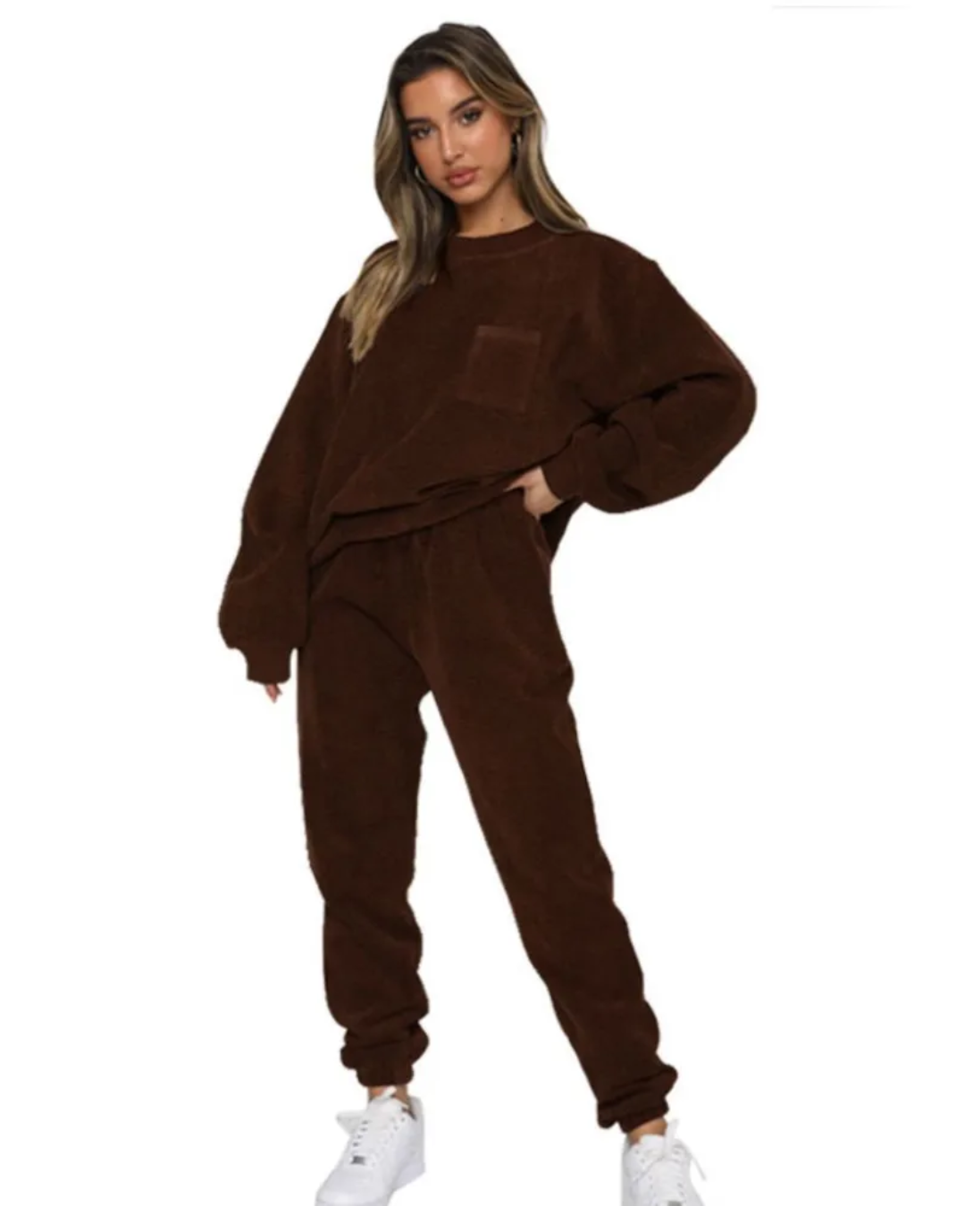 Long Sleeve 2 Piece Set Coffee S 