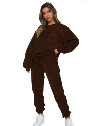 Long Sleeve 2 Piece Set Coffee S 