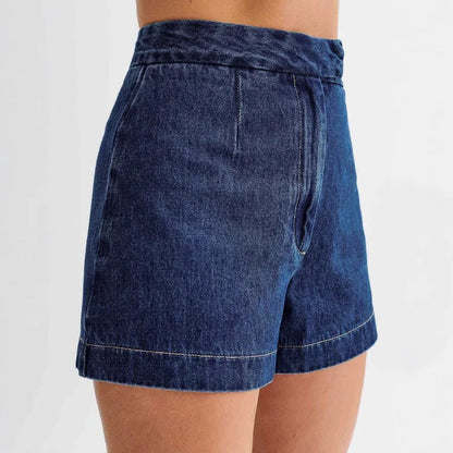 Casual Sleeveless High Waist Denim Shorts Set