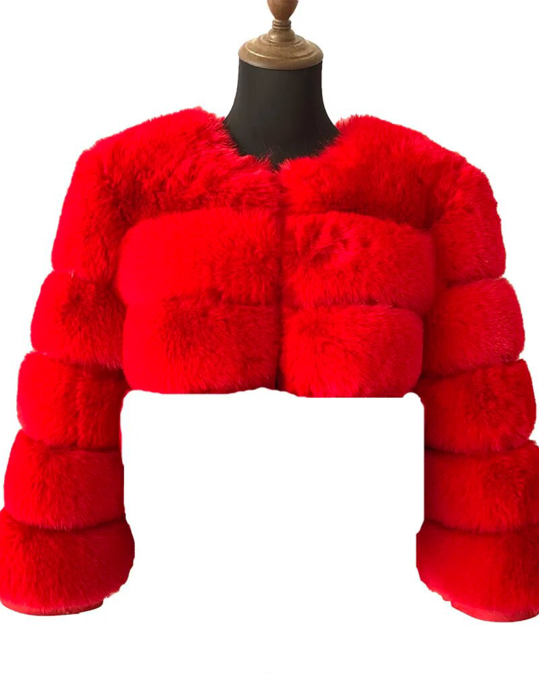 Faux Fur Thick Jacket Red S 