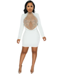 Pearl Mesh Bodycon Dress White S 