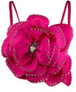 Sexy Beaded Flower Corset Crop Top Rose XL