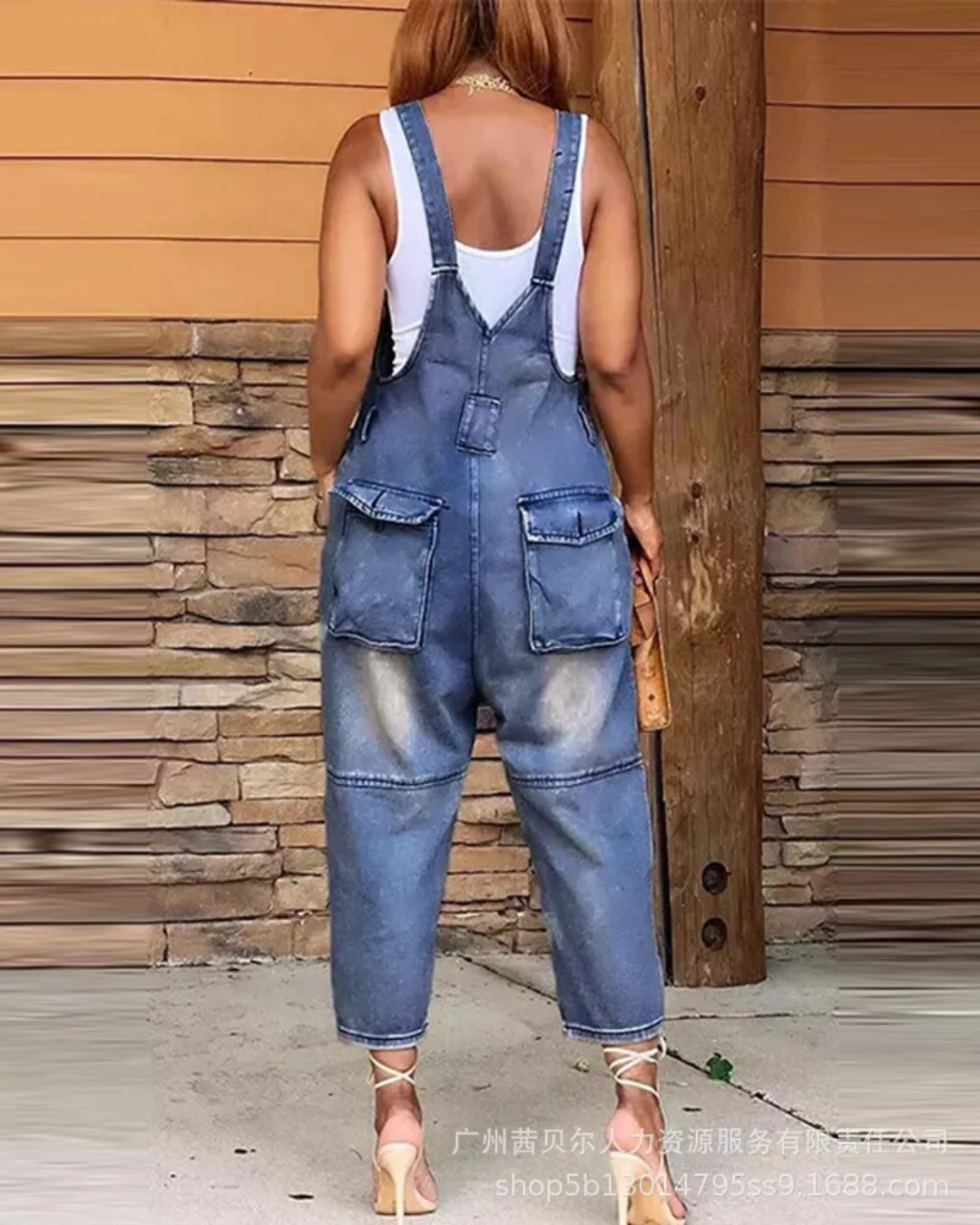 Pocket Design Buttoned Denim Jumpsuit   