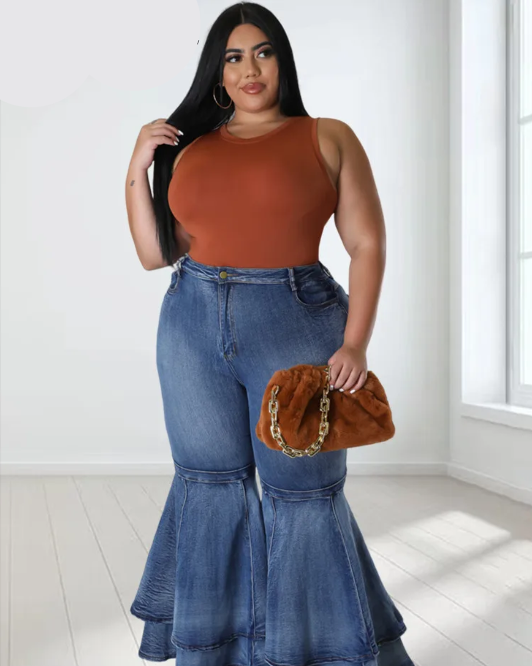 Plus Size High Waist Flared Pants   