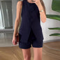 Suit Vest and High Waist Short Set Navy Blue XS
