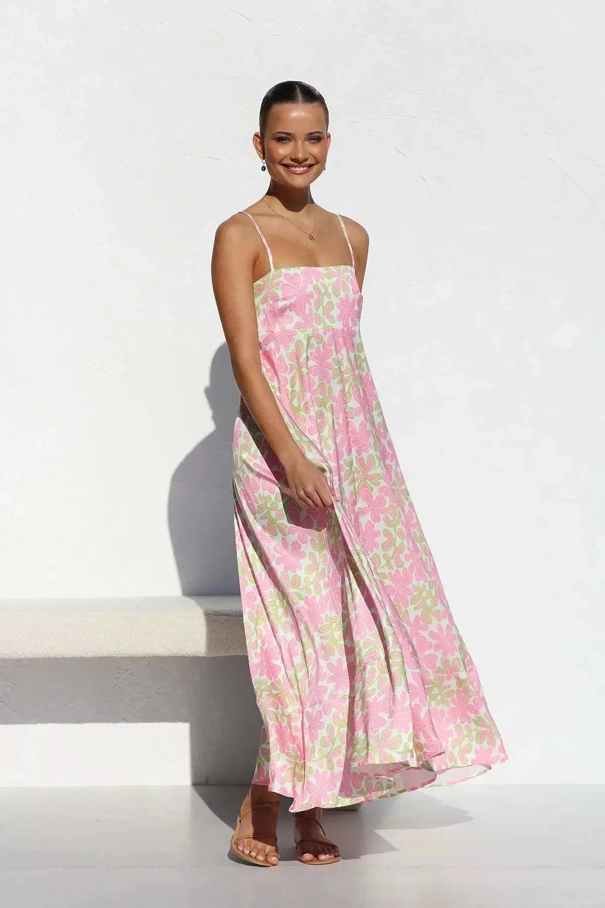 Sexy Off-Shoulder Backless Print Gown M Color