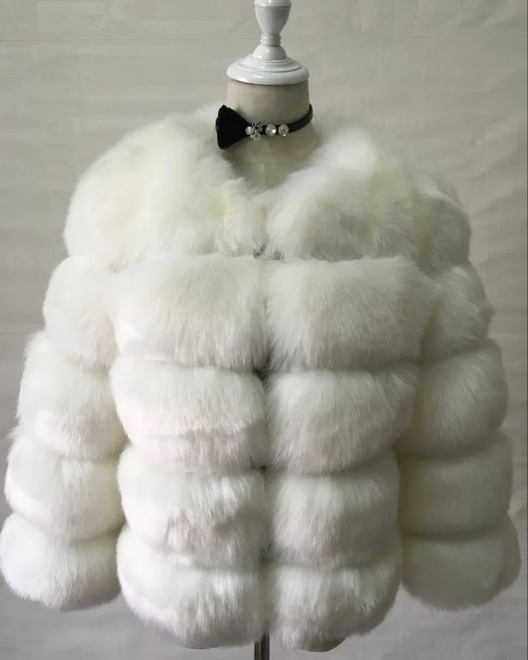 Loose Plush Faux Fur Jacket White S 