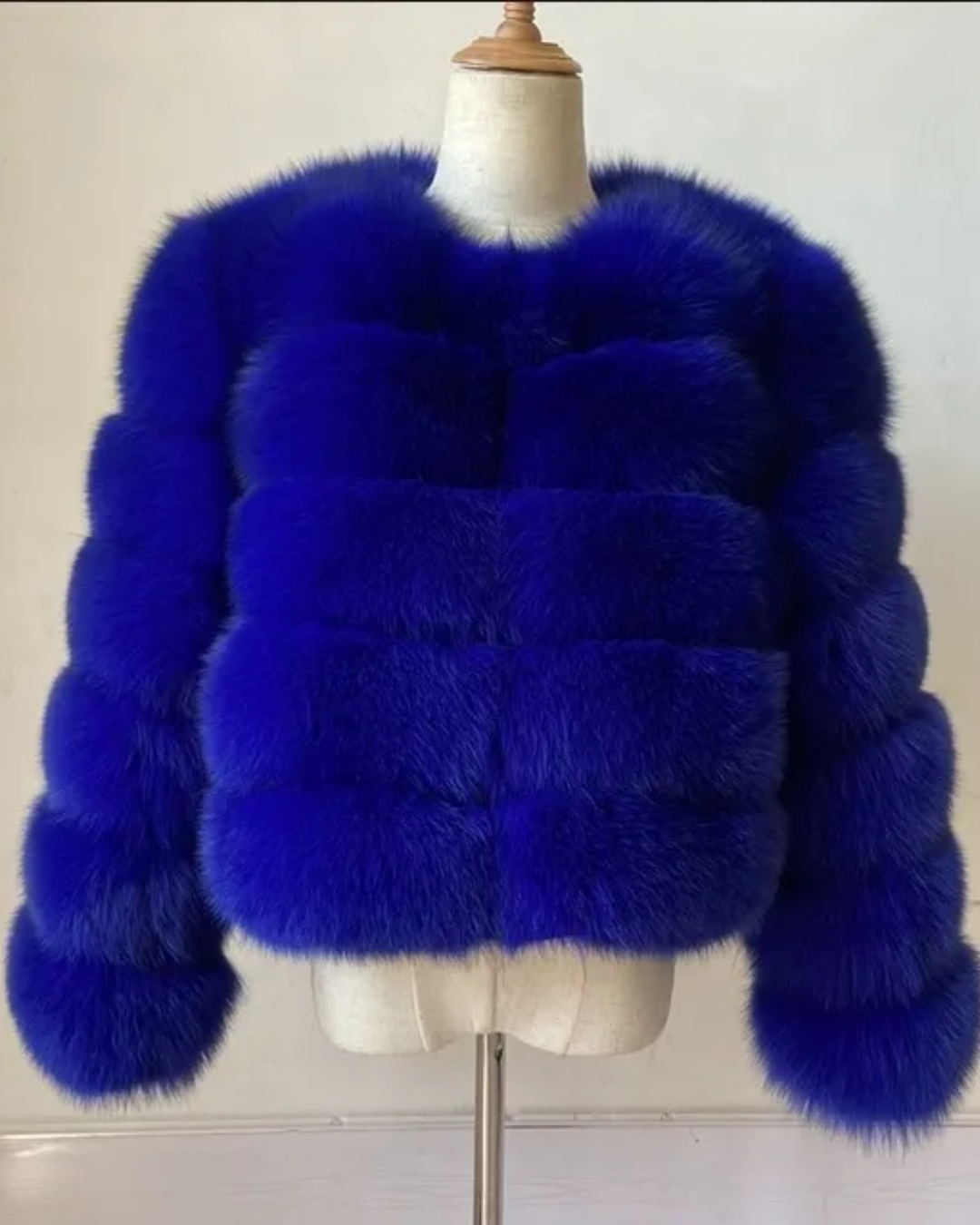 Loose Plush Faux Fur Jacket Blue S 