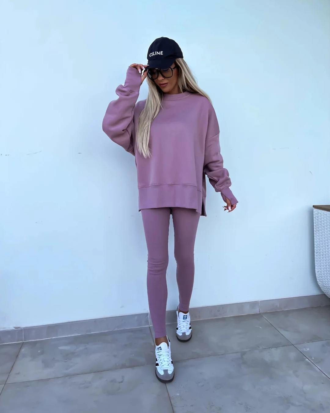 Loose-Fitting Sweater with Tight Pants   