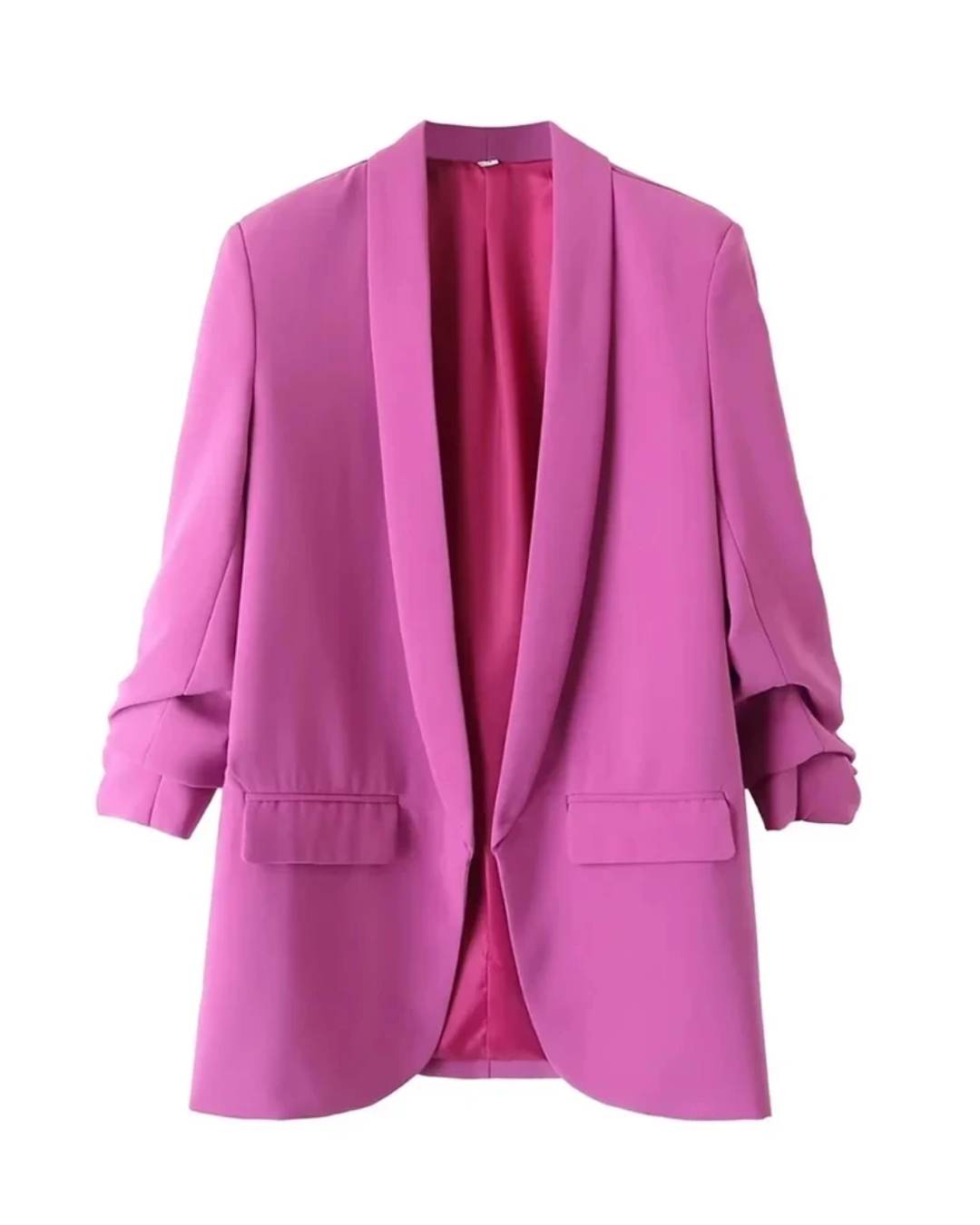 Vintage Flap Pockets Blazer Pink S 