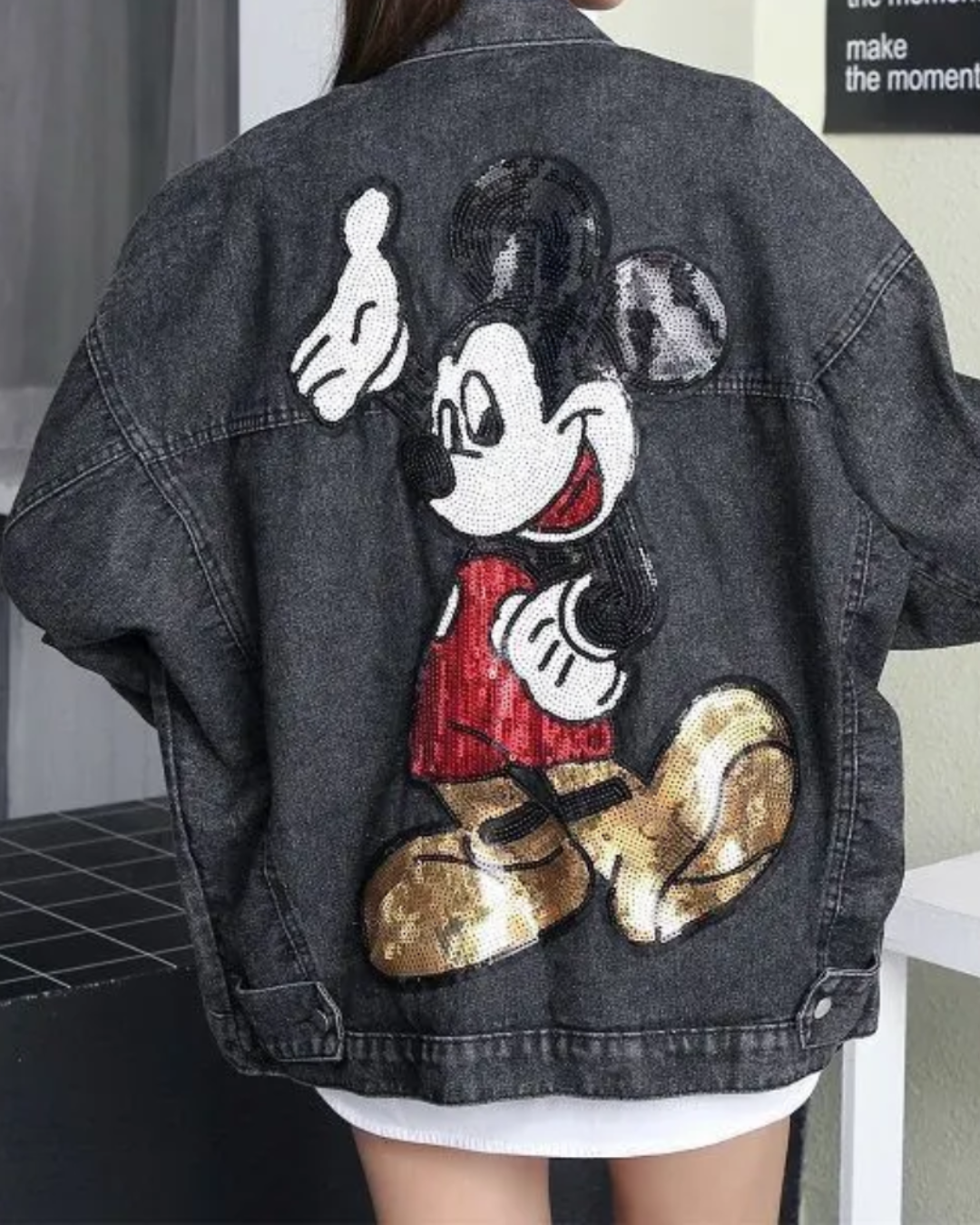 Loose Mickey Mouse Jacket Black One Size 