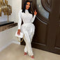 Long Sleeve Bodysuit Top and Tassel Pants Outfit WHITE L