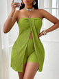 Strapless Bandeau Top Shorts Suit green S