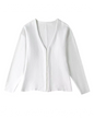 V-Neck Cardigan and High Waist Mini Skirts White Top S 