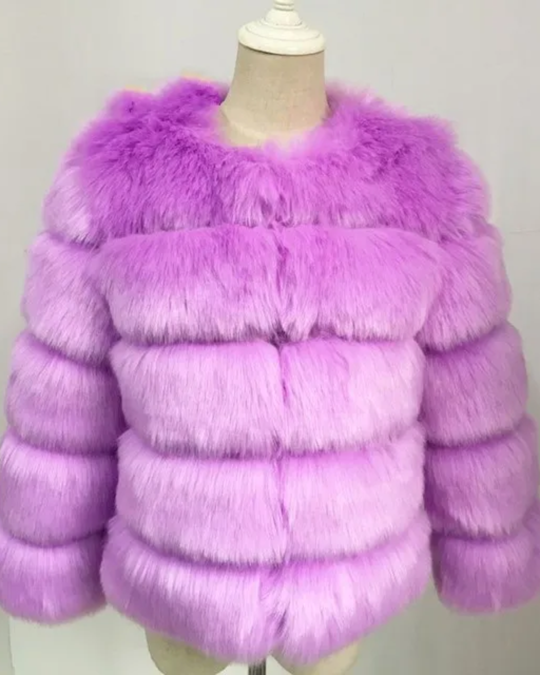 Loose Plush Faux Fur Jacket Light Purple S 