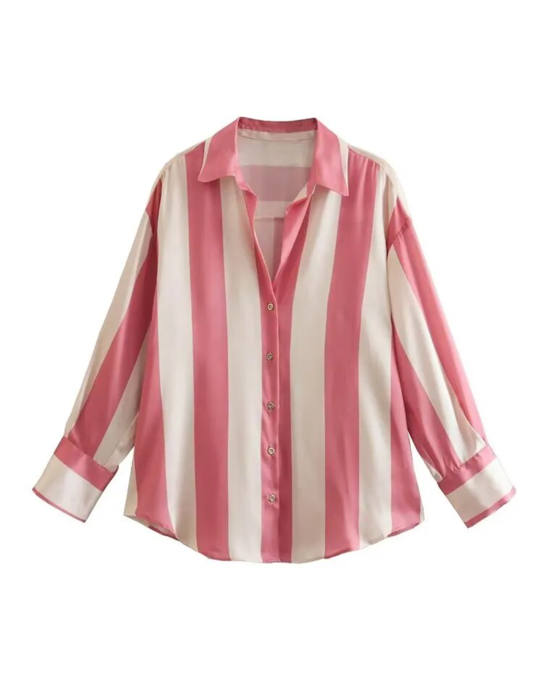 Satin Long Sleeve Button Up Shirt