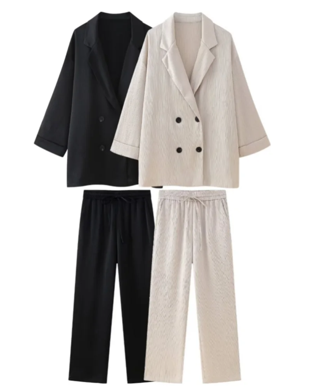 Double breasted Coat and Straight Trouser Set   