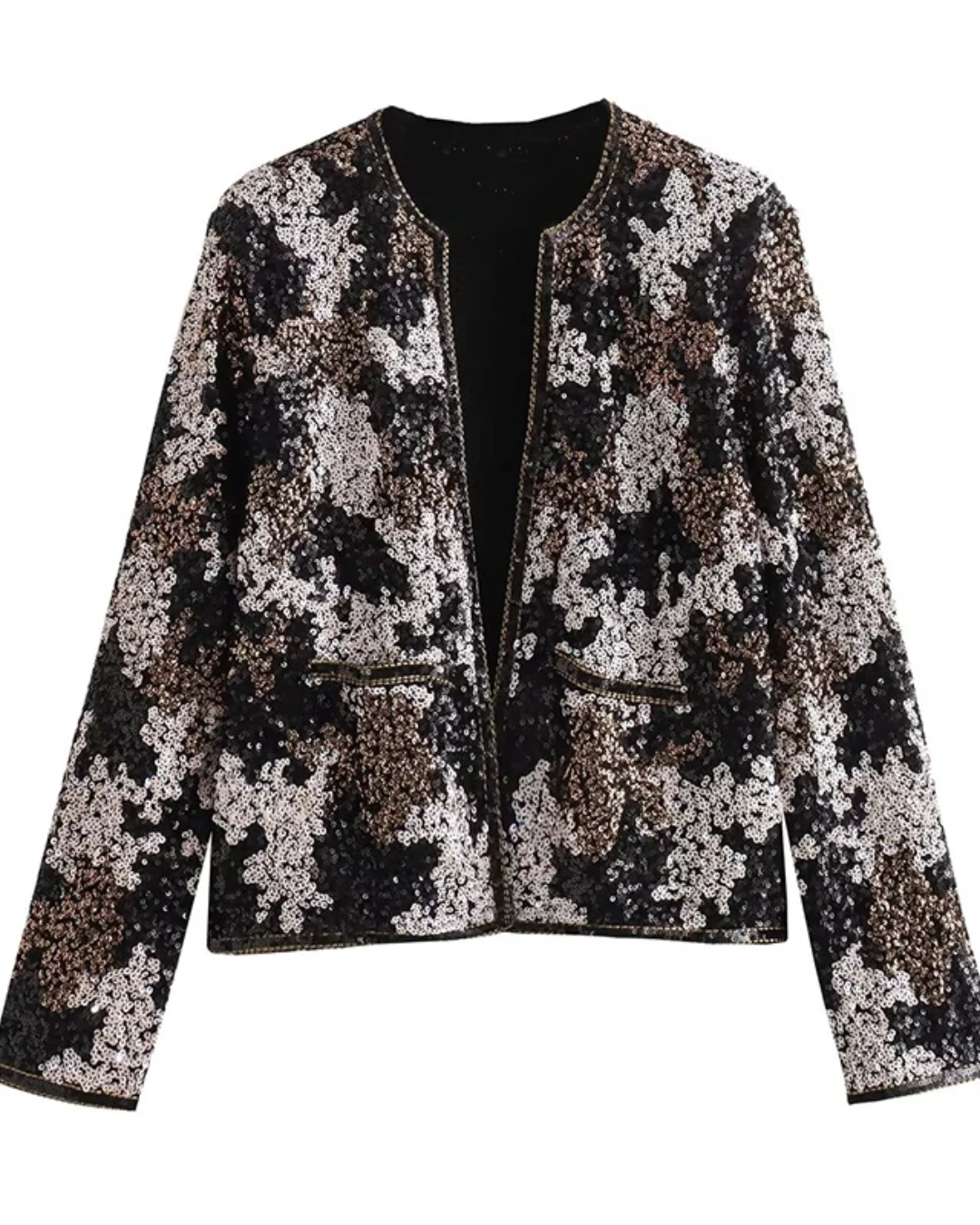 O-Neck Sequins Decorate Jacket   