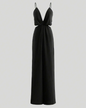 Hollow Out Pleated Jumpsuits Black XS 