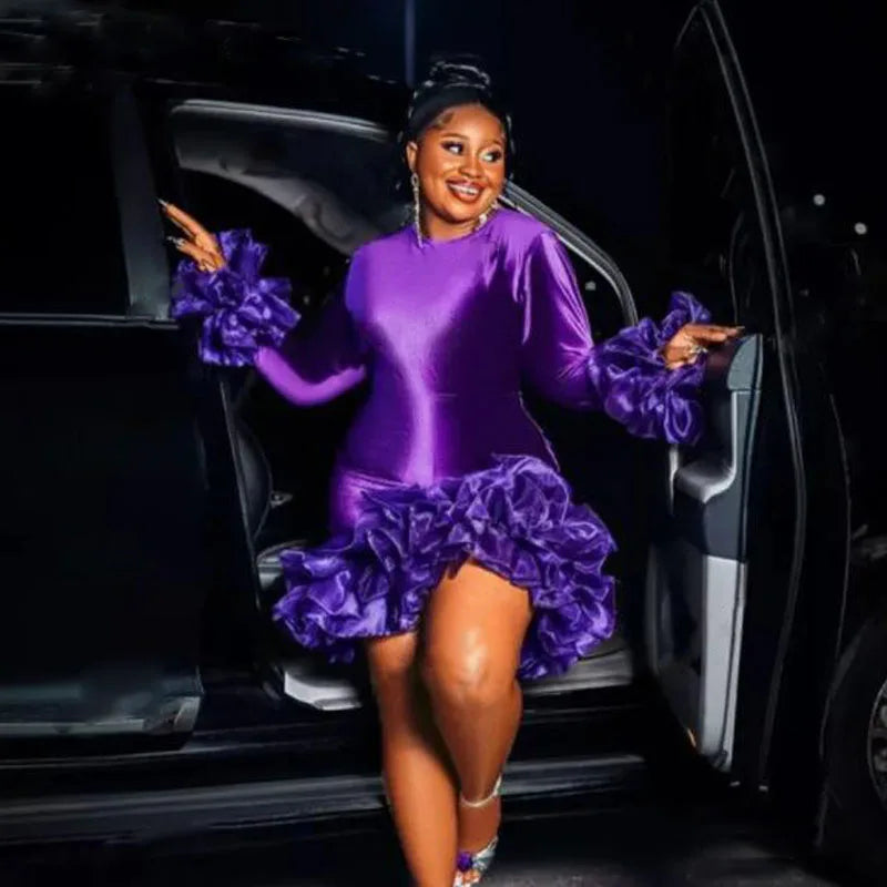 Purple Glam Cocktail Mini Dress