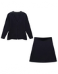 V-Neck Cardigan and High Waist Mini Skirts Black Suit M 