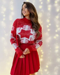 Knitted Turtleneck Loose Pullover Sweater Red 3 S 