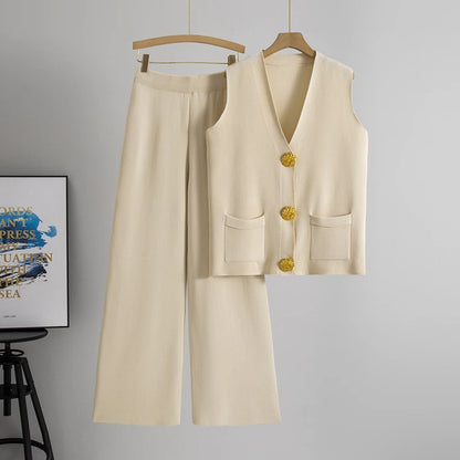 Golden Button Two Piece Set APRICOT One Size