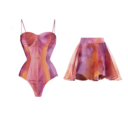 Floral Push-Up Bikini Sexy Cutout set3 S