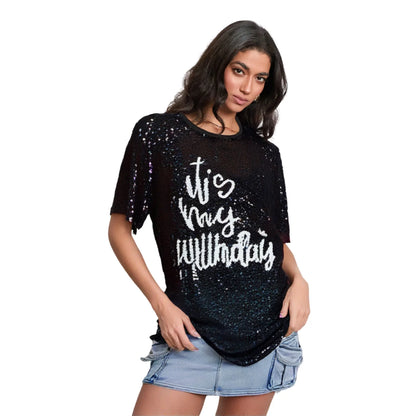 Glitter Sequin it’s my Birthday Dress black M