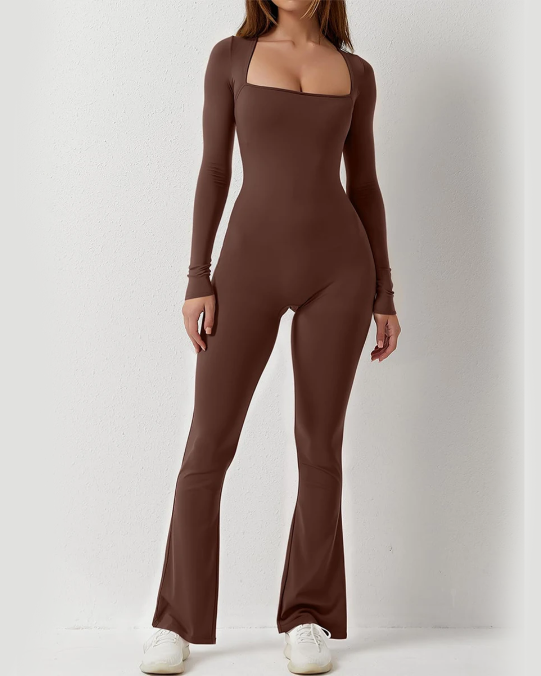 Long Sleeve Square Neck Jumpsuit   