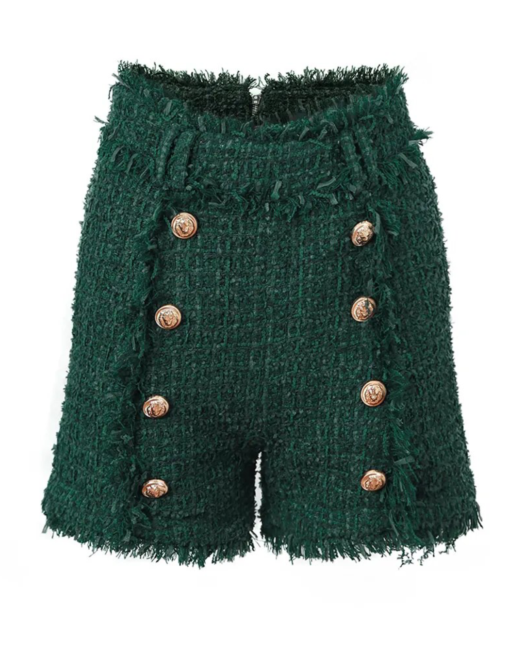 Woven Tweed Shorts Green S 