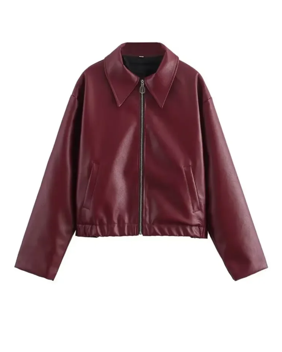 Long Sleeve Leather Jacket Red S 