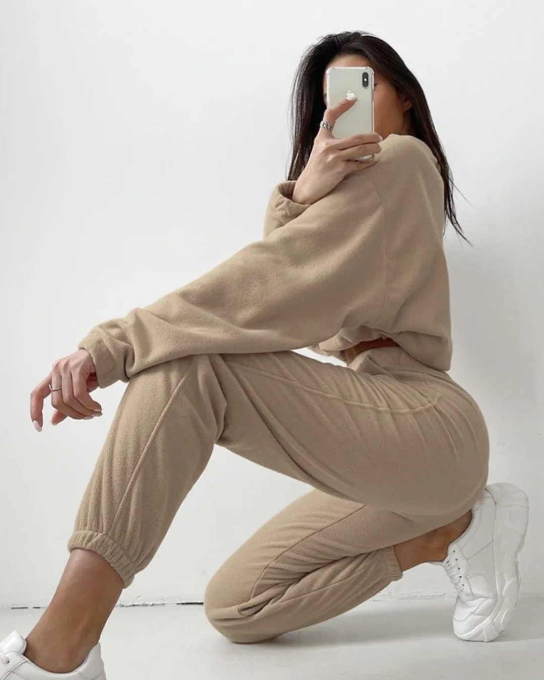 Zipper Sweatshirts and Sweatpants Two Piece Set   