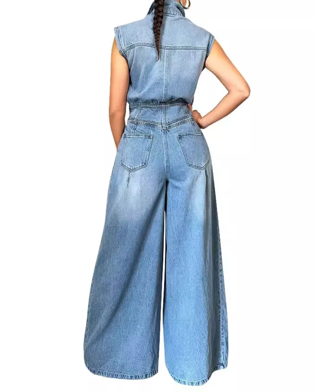 One Piece Denim High Waist Pants   