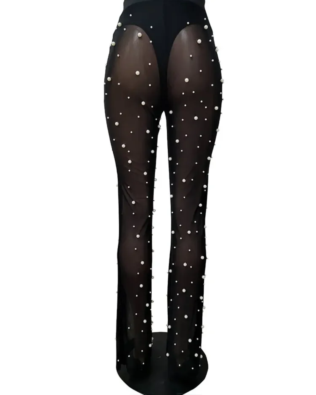Mesh Beading Flare Trousers   